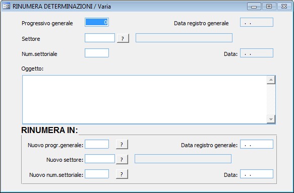 Rinumera Determinazioni